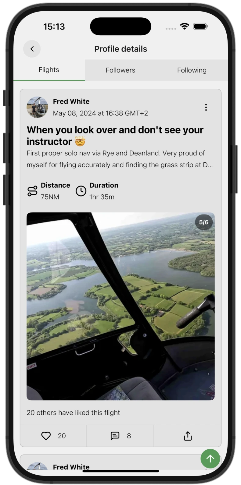 Profile page of AviNet app